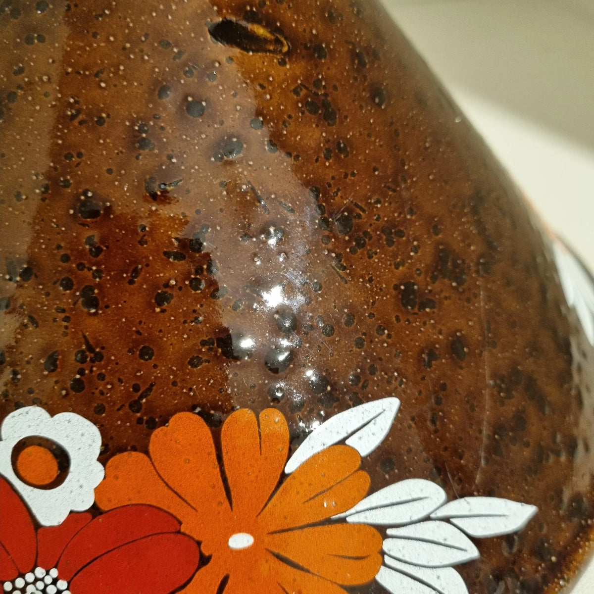 Vintage Enamel Hanging Lamp: Scandinavian Floral Pendant Light — vintage Scandinavian mid-century lamp, handmade in Sweden (view 8)