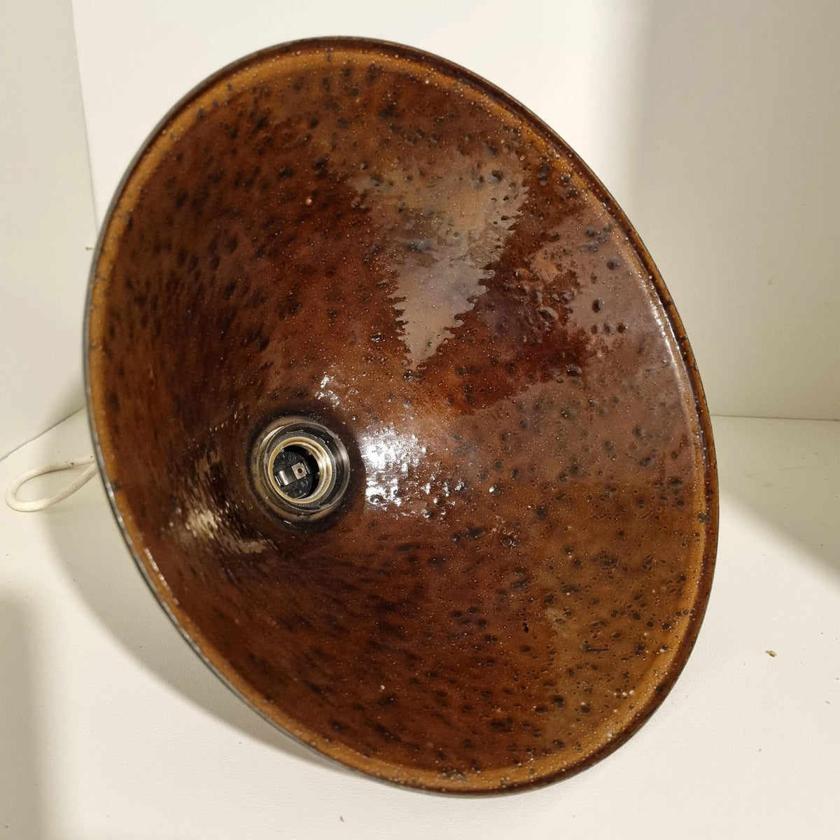 Vintage Enamel Hanging Lamp: Scandinavian Floral Pendant Light — vintage Scandinavian mid-century lamp, handmade in Sweden (view 7)