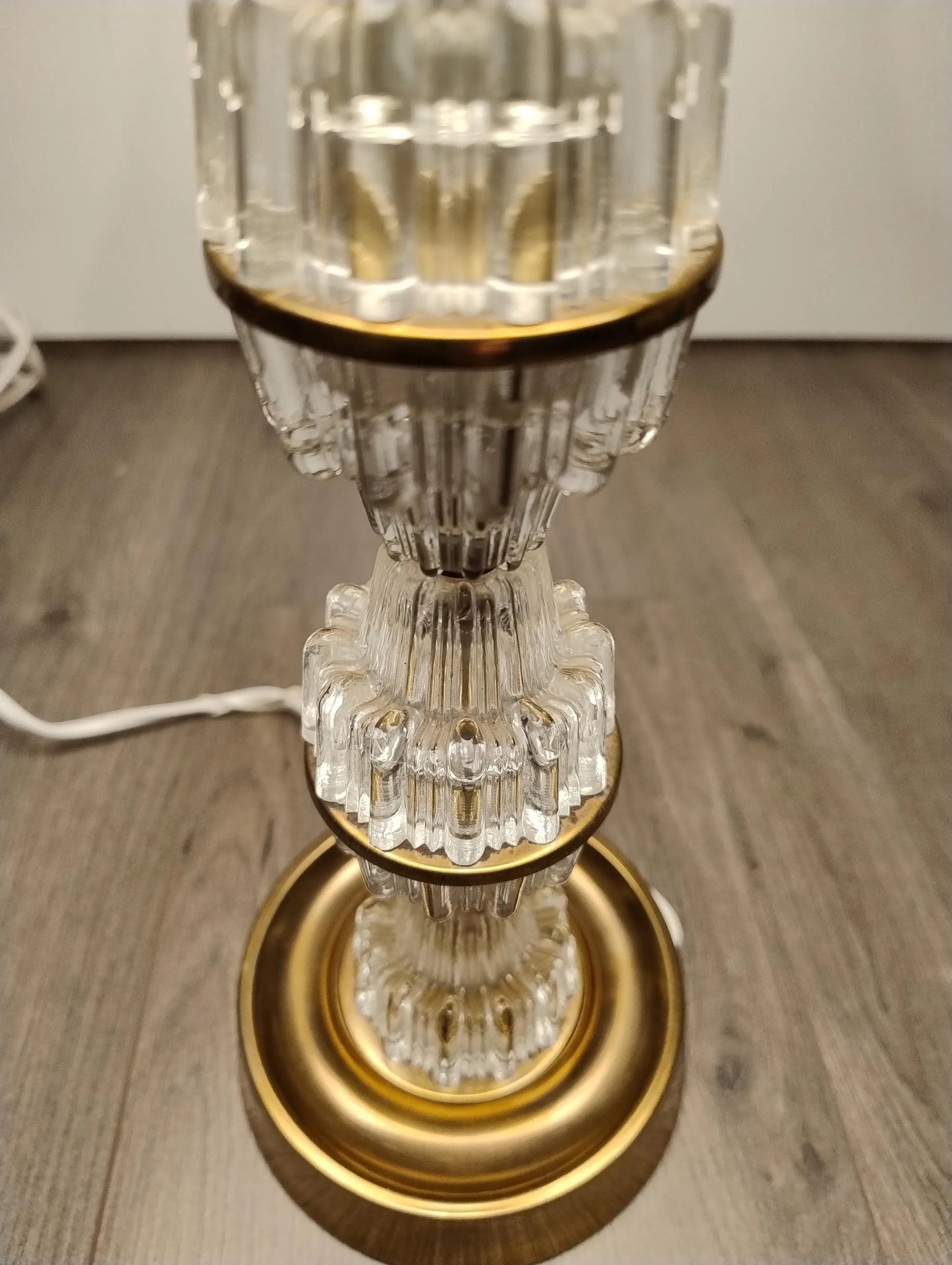Signed Carl Fagerlund Table Lamp Pair – Orrefors Crystal & Brass, Original Shades, Swedish Mid-Century (1960s), Timeless Charm
