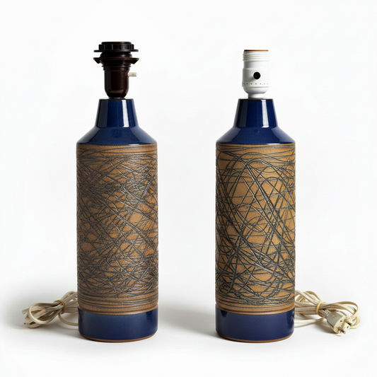 Aage Rasmus Selsbo Large Ceramic Lamp Pair – Studio Selsbo Keramik, Swedish MCM, authentic vintage, one-of-a-kind pieces, Scandinavian mid-century modern. Timeless Charm.