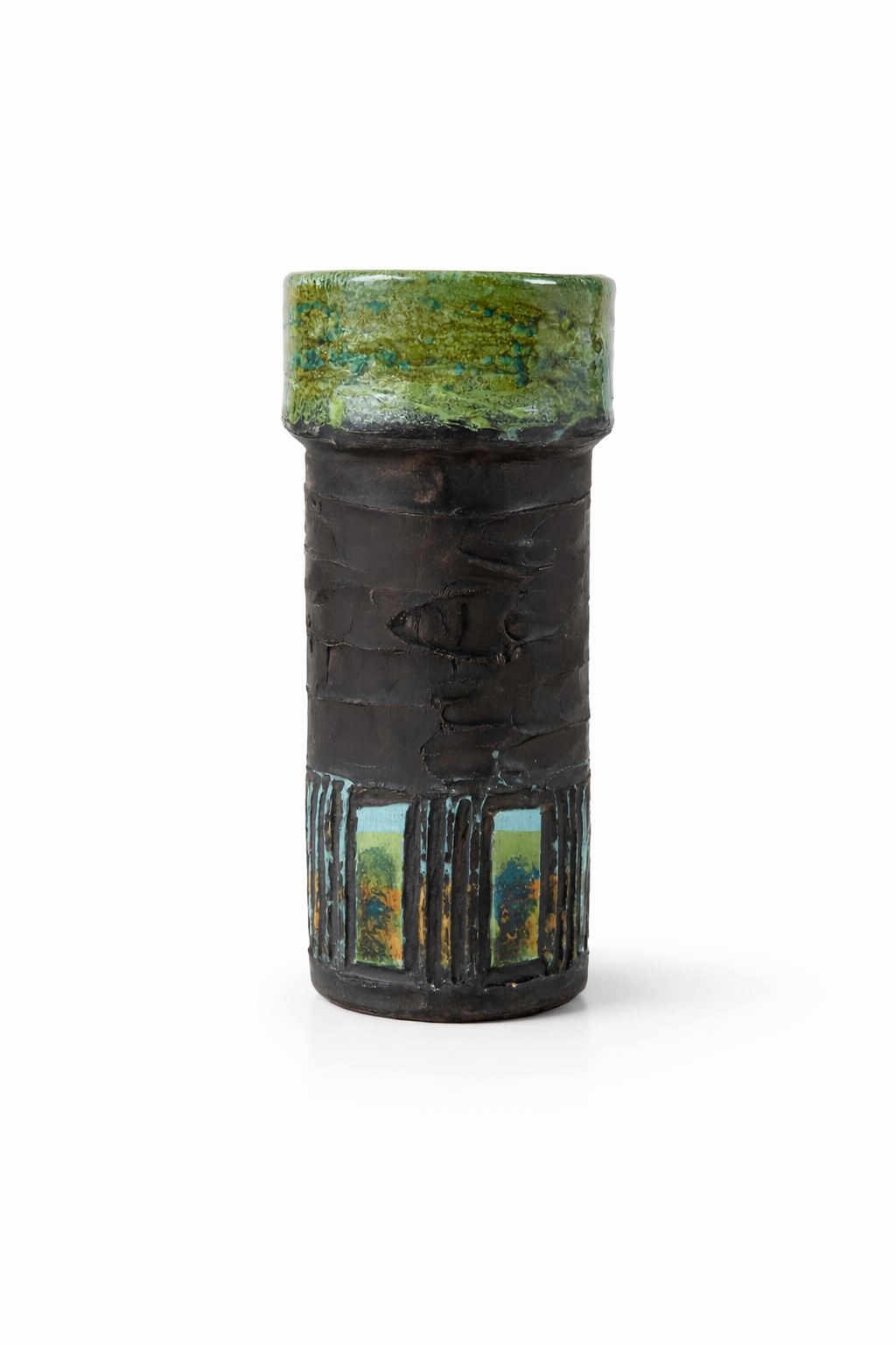 Vintage Brutalist Ceramic Vase – Mid Century Modern Studio Pottery with Textured — vintage Scandinavian ceramic, handmade in Sweden