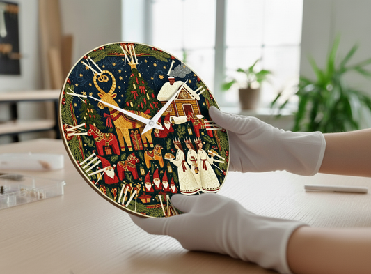 Swedish Christmas Wall Clock – Dala Horse "God Jul" | Scandinavian Holiday Style vintage Scandinavian decor with timeless charm